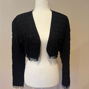 Vintage Black Fringe Bolero Jacket